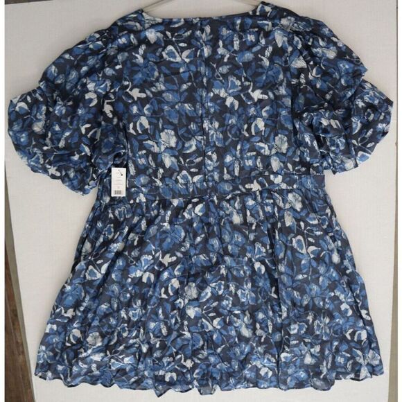 Joie D0066XA9370 Women's Sz 3X Blue Floral Lucia Mini Cotton Dress - Picture 2 of 13